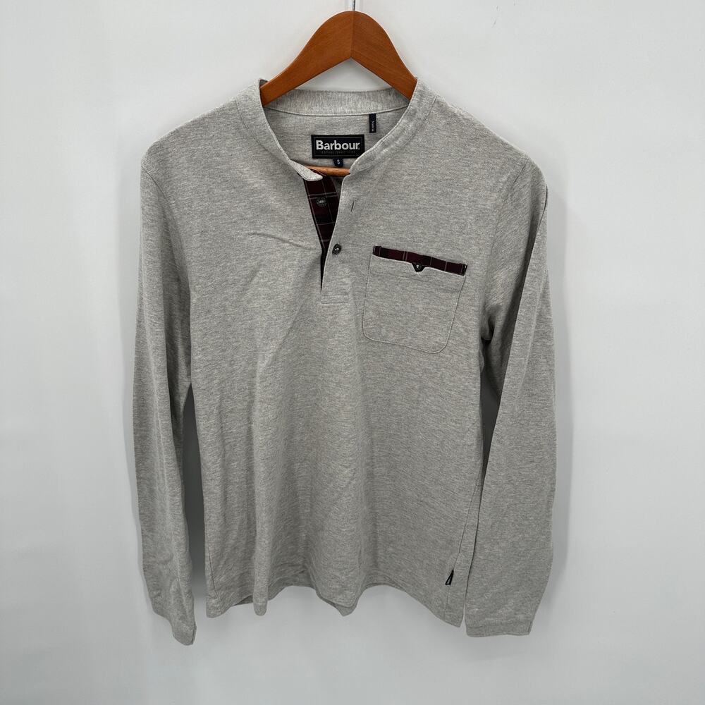 BARBOUR Men's Grey Henley Long Sleeve Shirt // S